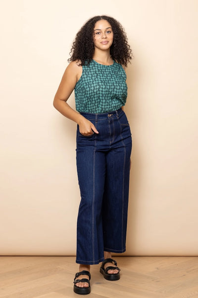 Frock Me Out Denim High Waisted Pants - Indigo