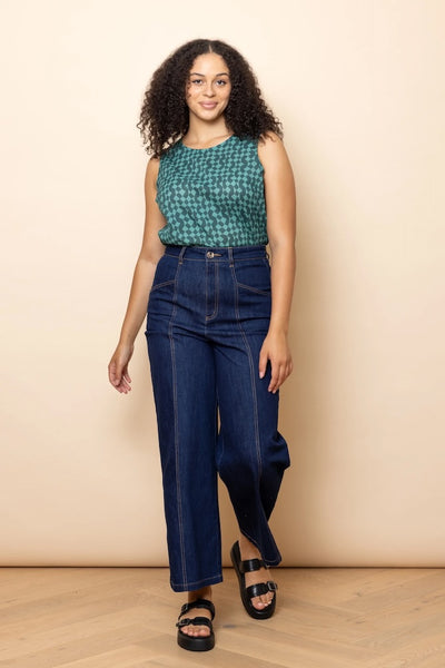 Frock Me Out Denim High Waisted Pants - Indigo