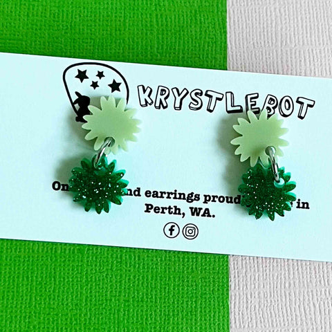 Krystlebot Starburst Mini Dangles - Sage/Green Glitter