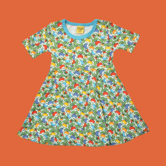 Duns Jumble Radish Blue Short Sleeve Skater Dress