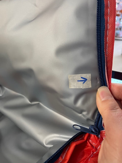 IMPERFECT: Project Ten Red Blue Stripe Takeaway Bag (Lid Lining)