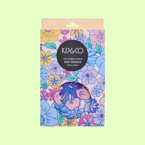 Kip & Co Bunch of Fun Bamboo Baby Swaddle in packaging