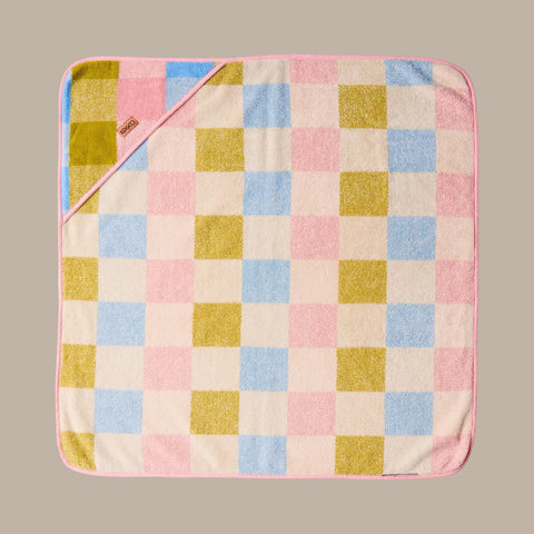 Flat lay of Kip & Co Corfu Tartan Terry Baby Towel