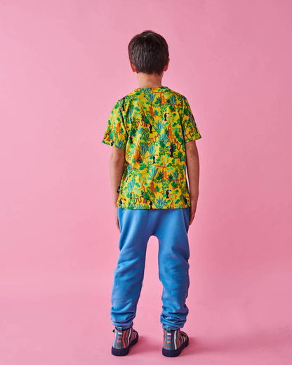 Back of Kip & Co Jungle Boogie Kid's Tee modelled by a young person