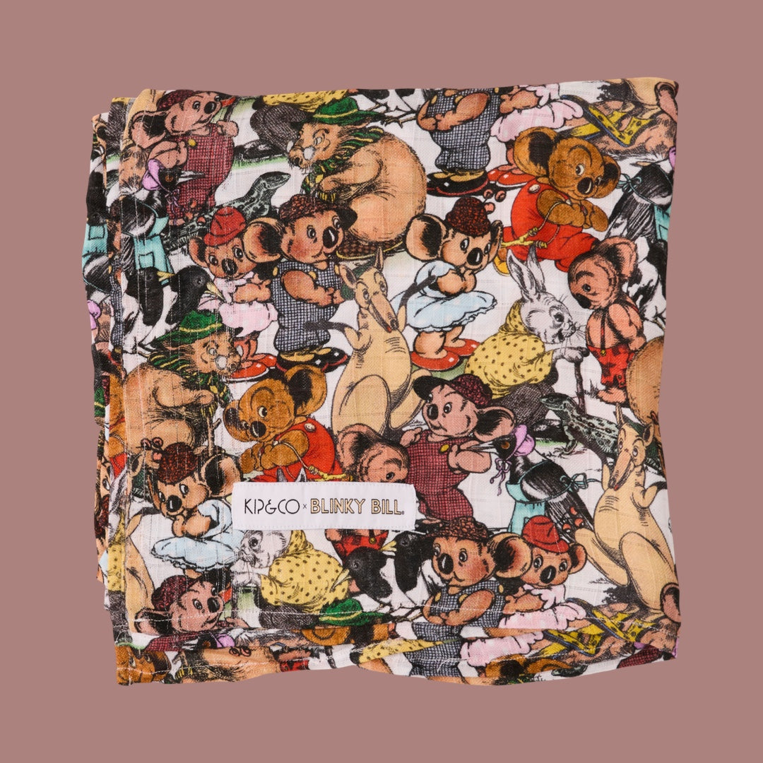 Kip&Co X Blinky Bill Blinky and Friends Bamboo Baby Swaddle