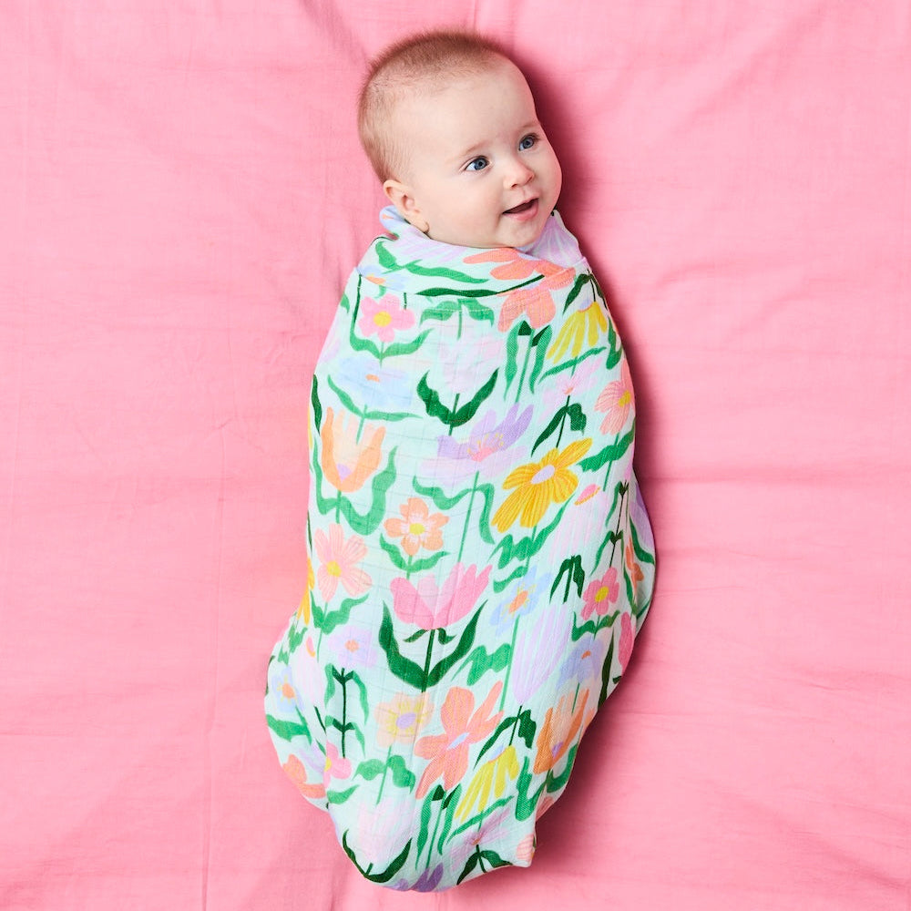 Kip & Co Popping Flowers Bamboo Baby Swaddle