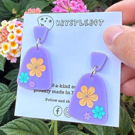 Krystlebot Flower Dangles - Lilac Three Flower