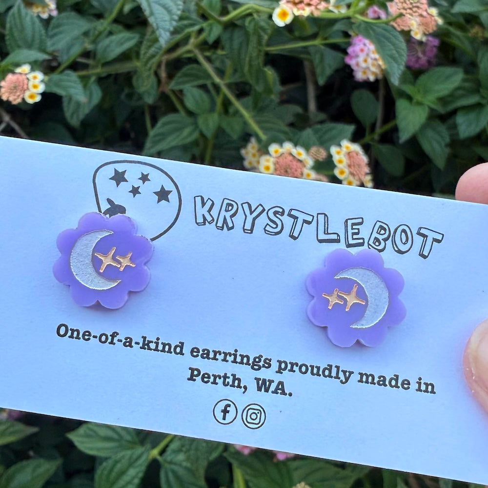 Krystlebot Starburst Studs - Lilac/White Moon