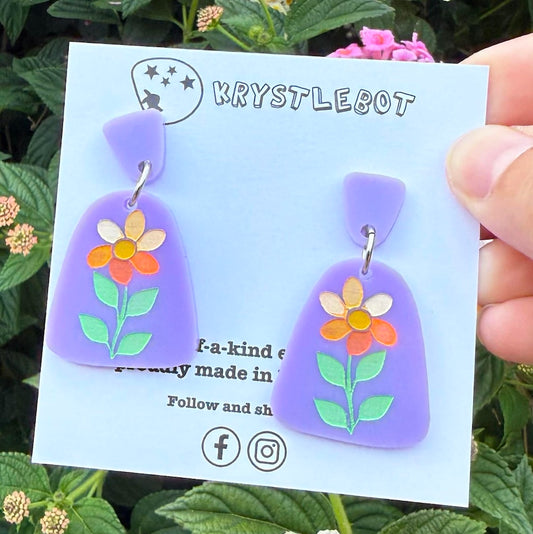 Krystlebot Flower Dangles - Lilac Flower with Stem