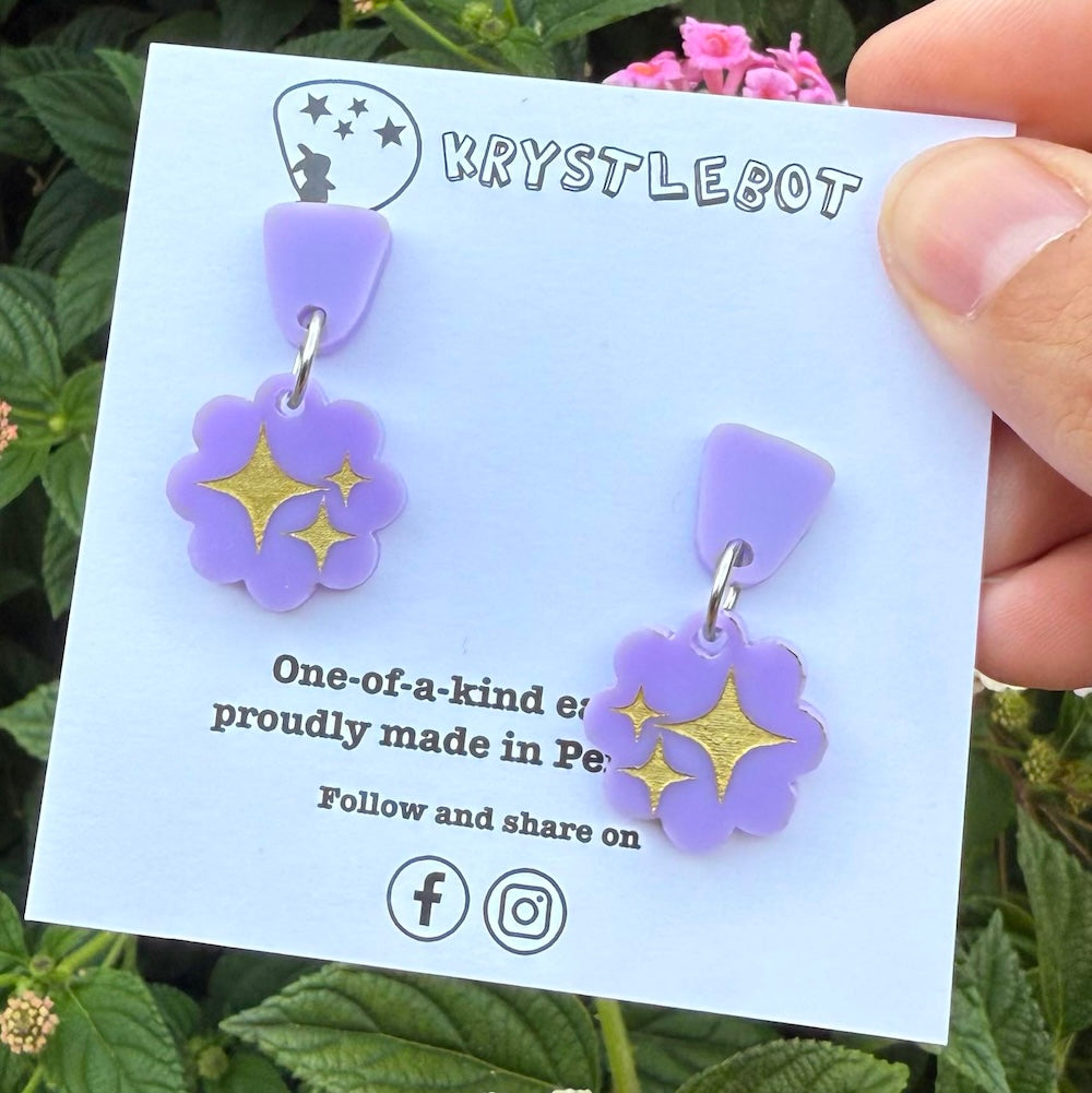 Krystlebot Small Celestial Dangles - Lilac/Gold