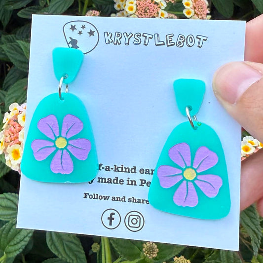 Krystlebot Flower Dangles - Turquoise/Lilac