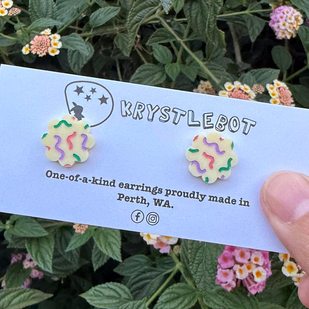Krystlebot Starburst Squiggle Studs - Yellow/Multi