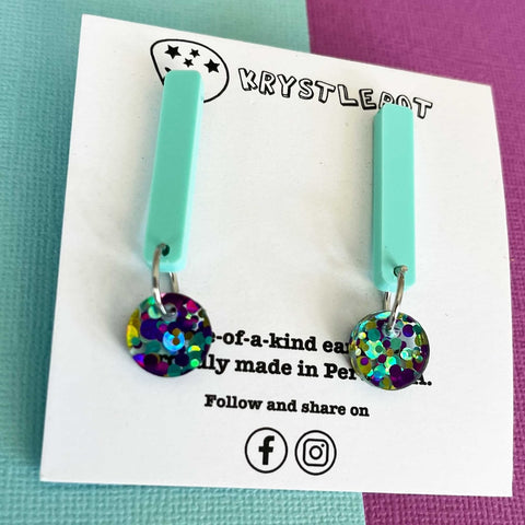 Krystlebot Pop Dangles - Mint/Glitter