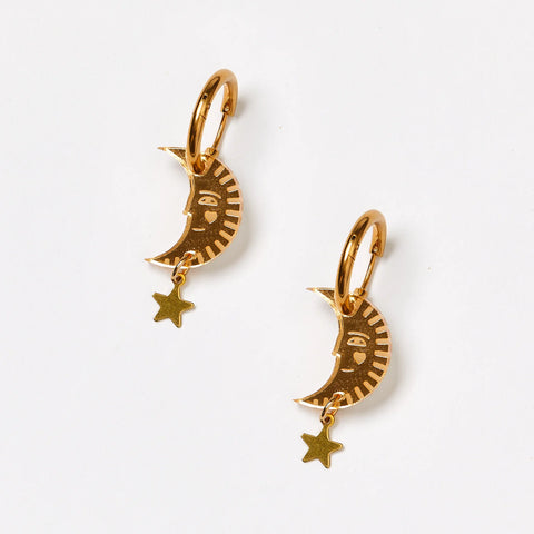 Martha Jean Moon Earrings - Gold