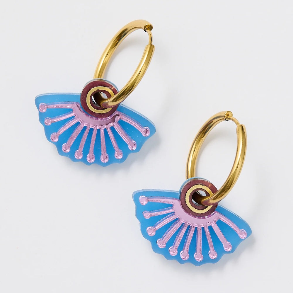 Martha Jean Silver Princess Hoop Earrings - Plum/Blue