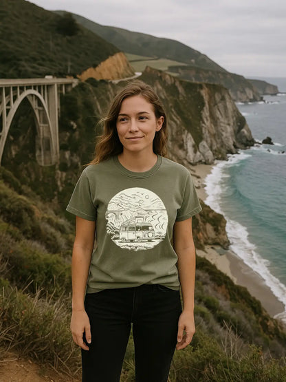 IMPERFECT: Moore Collection Big Sur VW Bus Tee - Green Large