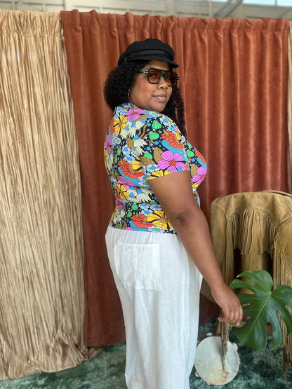 Nooworks Cosmic Floral Mock Neck Top