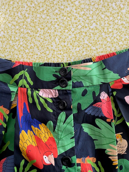 Waistband and buttons on Origami Doll Ashley Birds of Australia Skirt