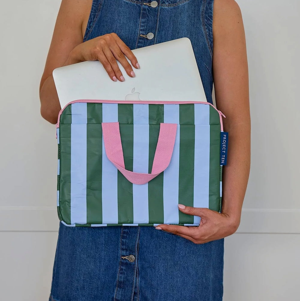 Project Ten Green Blue Stripe Laptop Case