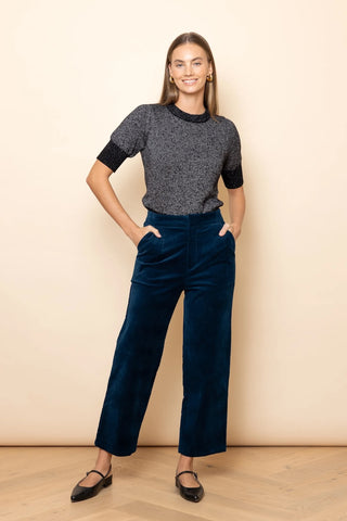 Frock Me Out Velvet Straight Leg Pants - Petrol