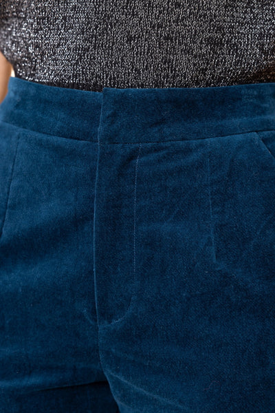 Frock Me Out Velvet Straight Leg Pants - Petrol