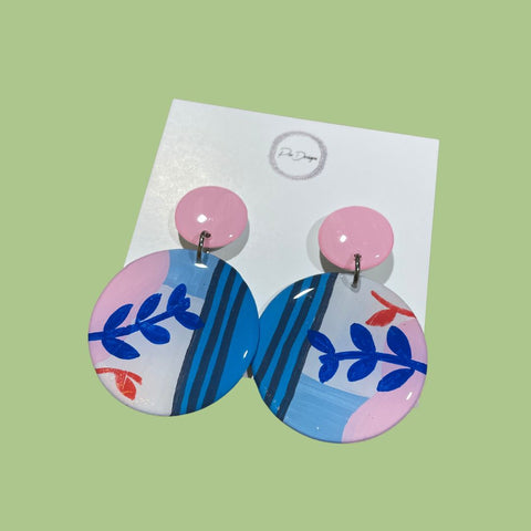 Pia Designs Circle Dangles - Pink/Blue