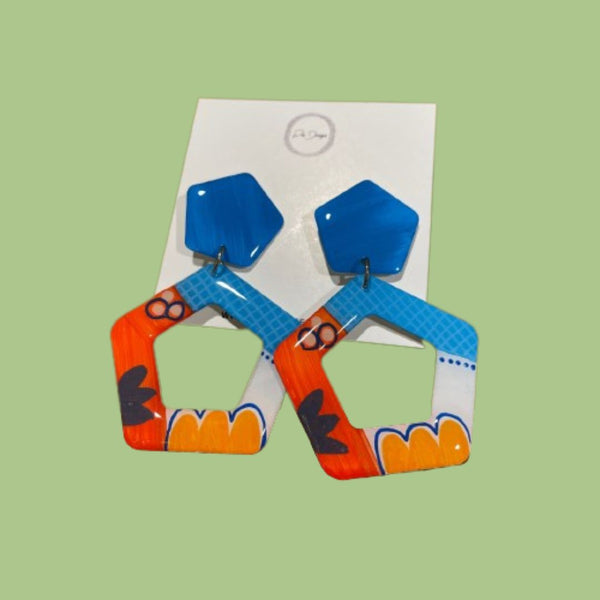 Pia Designs Penny Dangles - Blue/Orange/White