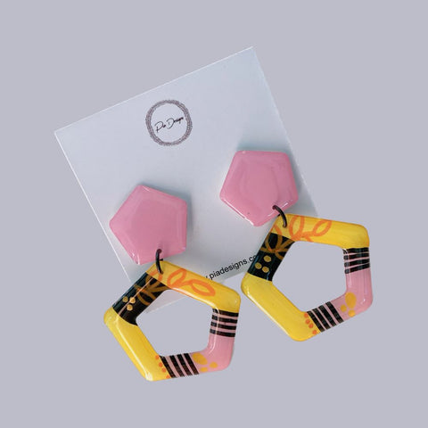 Pia Designs Penny Dangles - Pink/Yellow/Black 1