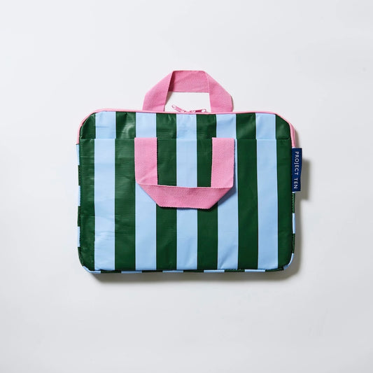 Project Ten Green Blue Stripe Laptop Case