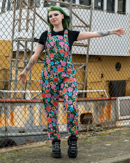 Rebel Romance Tattoo Floral Dungarees