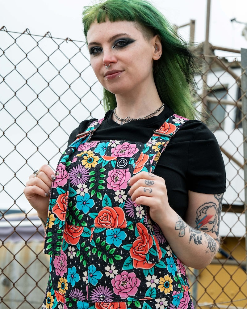 Rebel Romance Tattoo Floral Dungarees