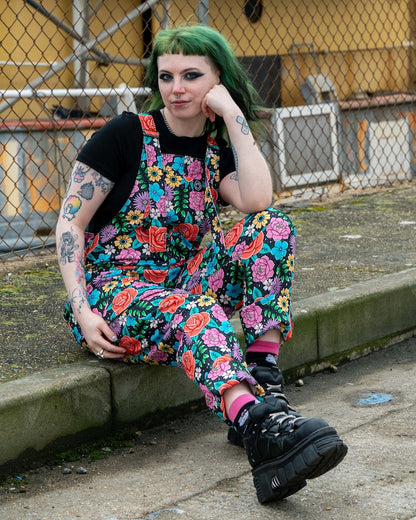 Rebel Romance Tattoo Floral Dungarees