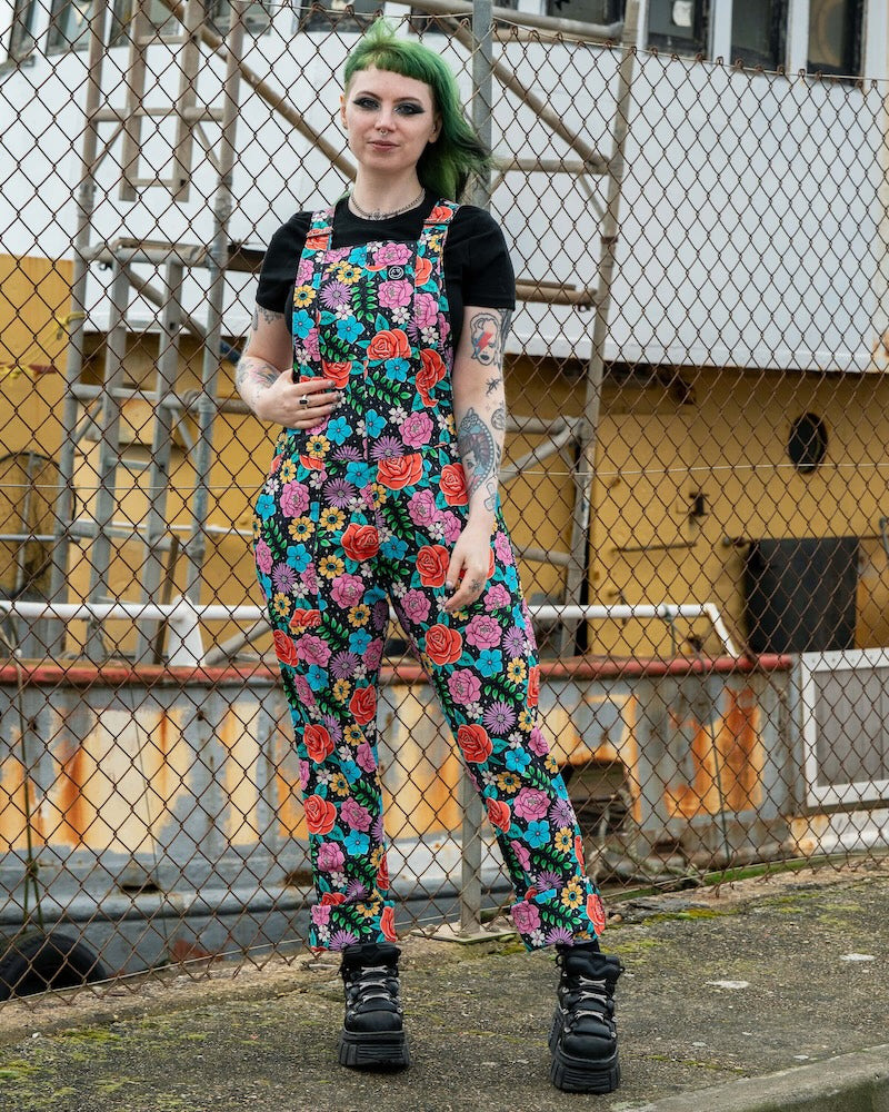 Rebel Romance Tattoo Floral Dungarees