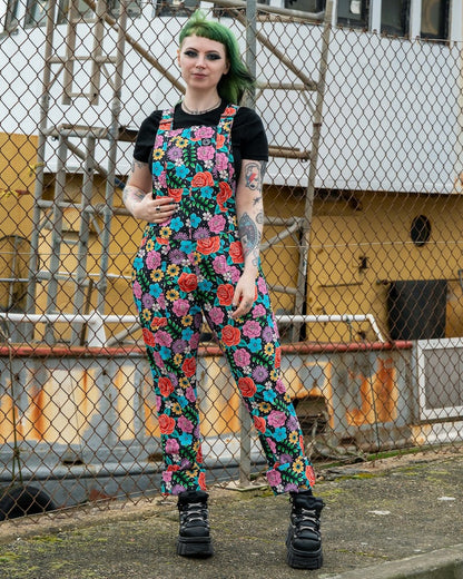 Rebel Romance Tattoo Floral Dungarees