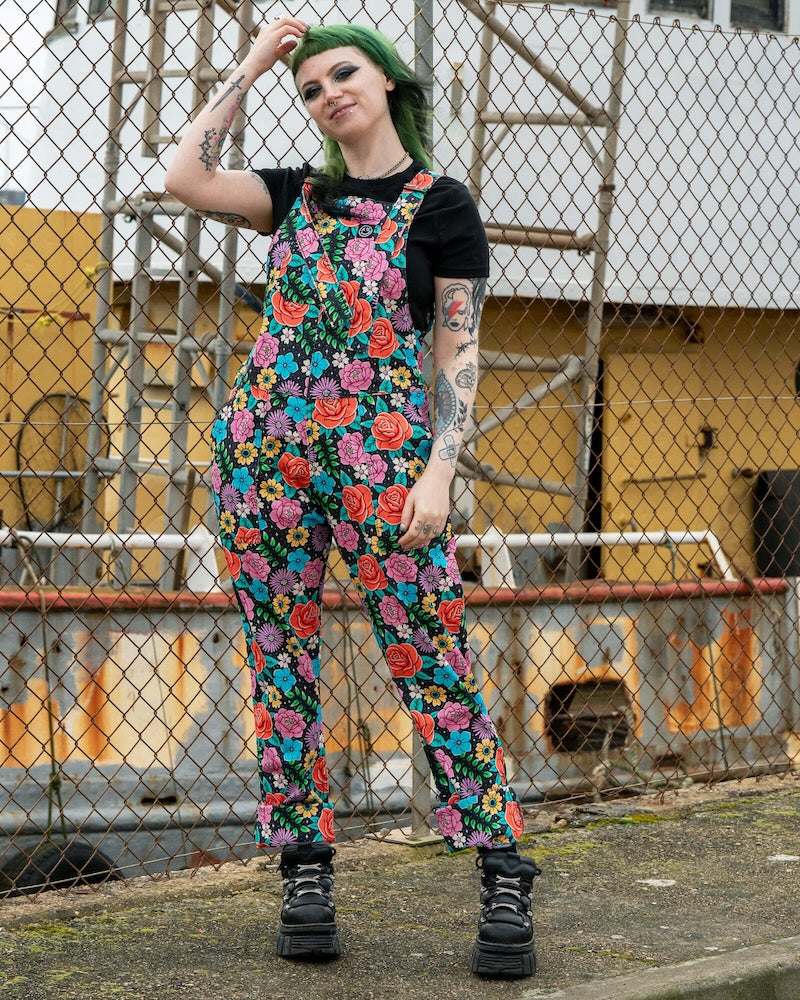 Rebel Romance Tattoo Floral Dungarees
