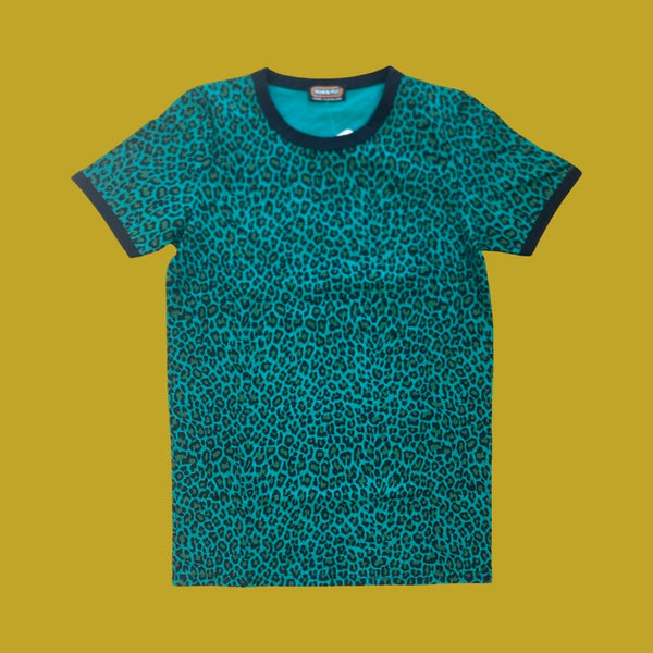 Run and Fly Leopard Tee Shirt - Teal