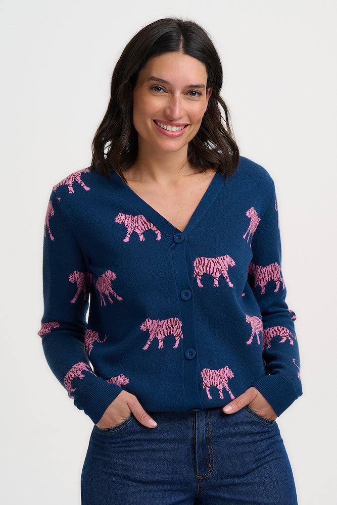 Sugarhill Brighton Jennifer Cardigan - Teal Tiger
