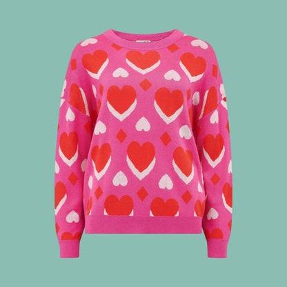 Sugarhill Brighton Andi Jumper - Pink Geo Hearts