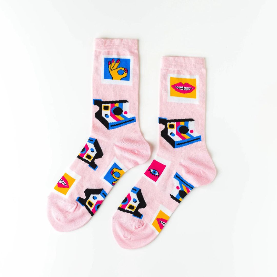 Yellow Ow Workshop Instant Selfie Socks in Small.