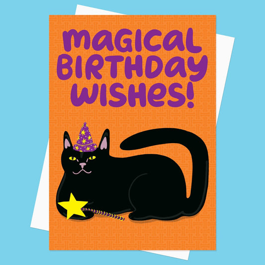 Flatlay of Able & Game Magical Birthday Wishes Cat Card