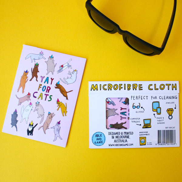 Able & Game Yay For Cats Microfibre Cloth - Flatlay