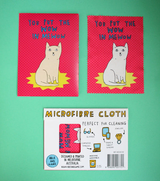 Able & Game You Put The Wow in Mewow Microfibre Cloth - Flatlay