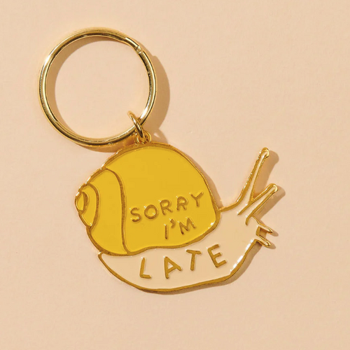 And Here We Are Sorry I'm Late Snail Keyring