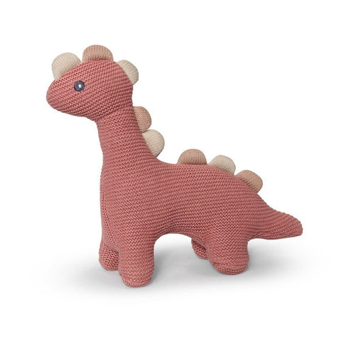 DLUX Dinosaur Cotton Knit Rattle Baby Toy - Dusty
