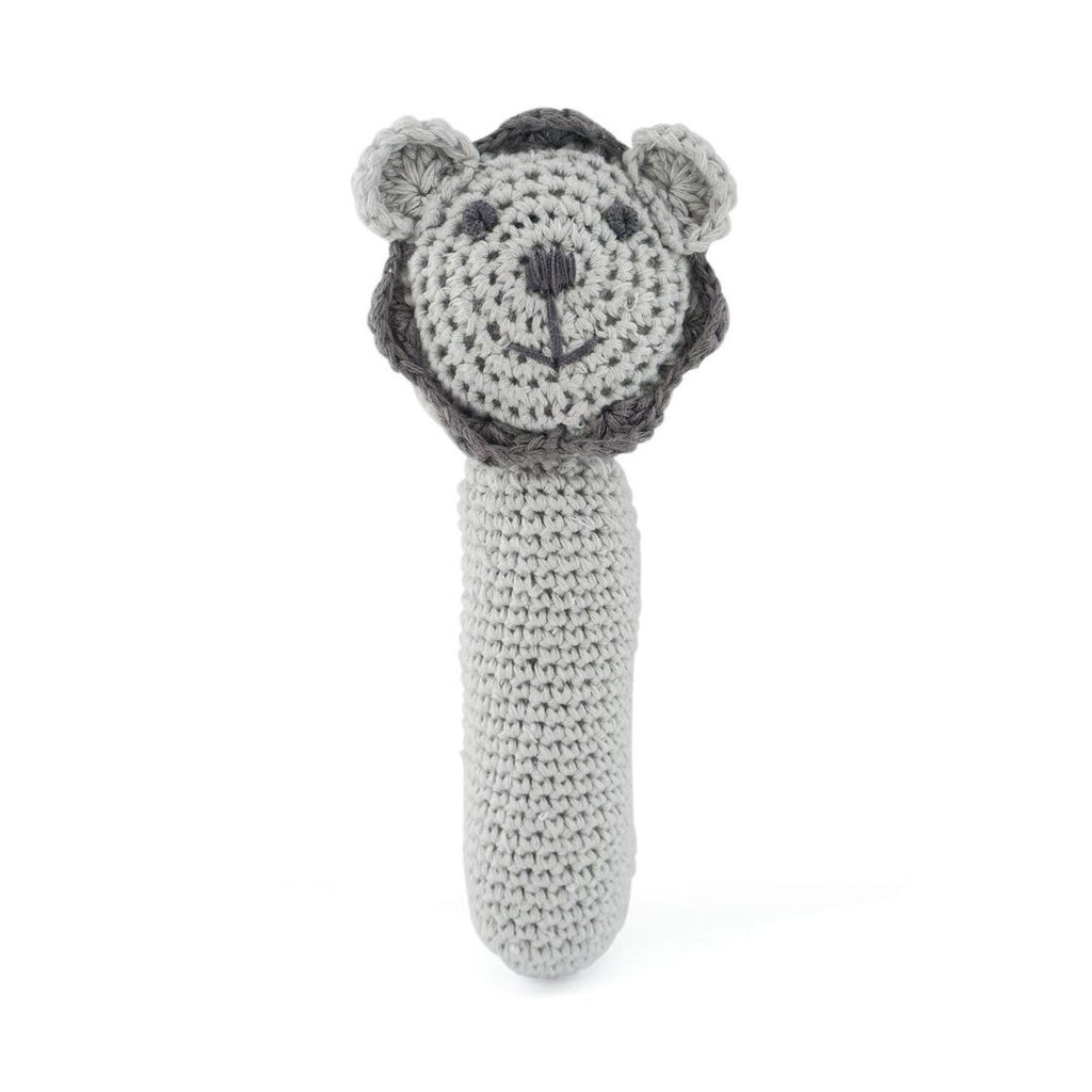 DLUX Lion Cotton Crochet Rattle in Grey