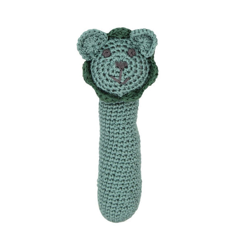 DLUX Lion Cotton Crochet Rattle - Sage