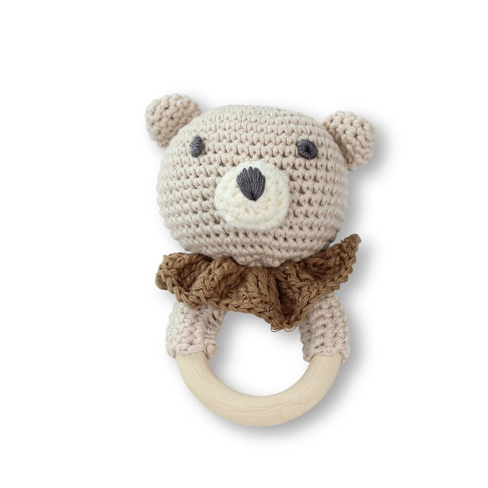 DLUX Teddy Crochet Rattle Teether in Natural