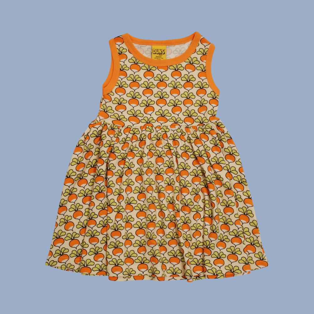 Duns Yellow Radish Sleeveless Dress with Gathered Skirt