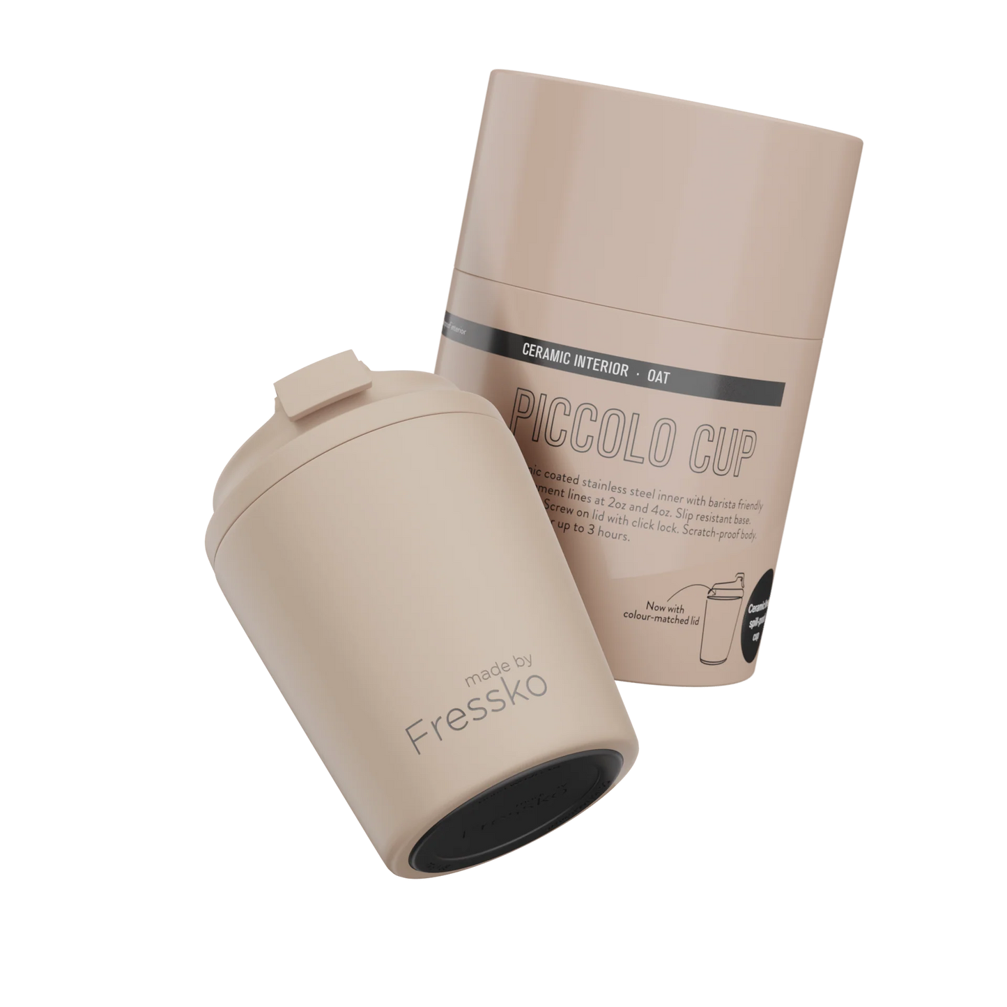 Fressko Ceramic Interior Piccolo Reusable Coffee Cup with Hang Loop - 4oz
