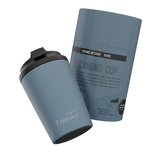 IMPERFECT: Fressko Ceramic Interior Camino Reusable Coffee Cup - 12oz in River